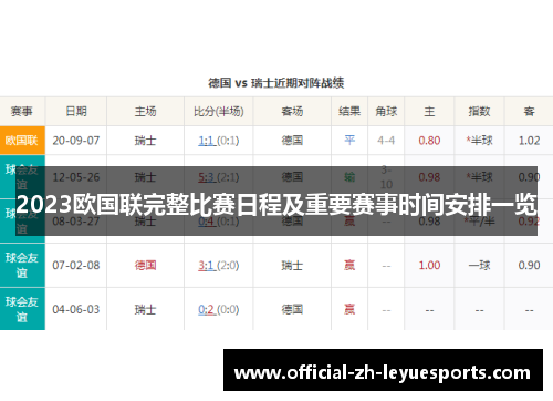 2023欧国联完整比赛日程及重要赛事时间安排一览