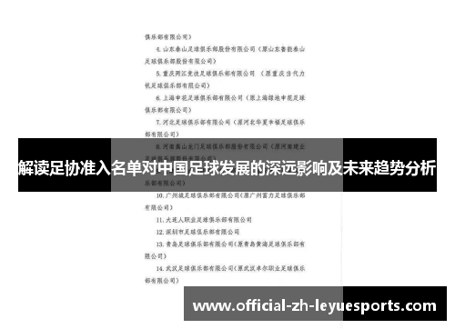 解读足协准入名单对中国足球发展的深远影响及未来趋势分析